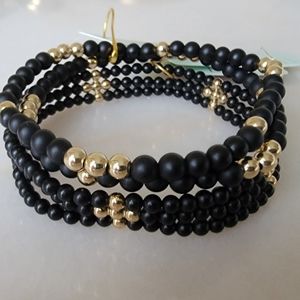 Elegant Black and Gold Beaded Bracelet
